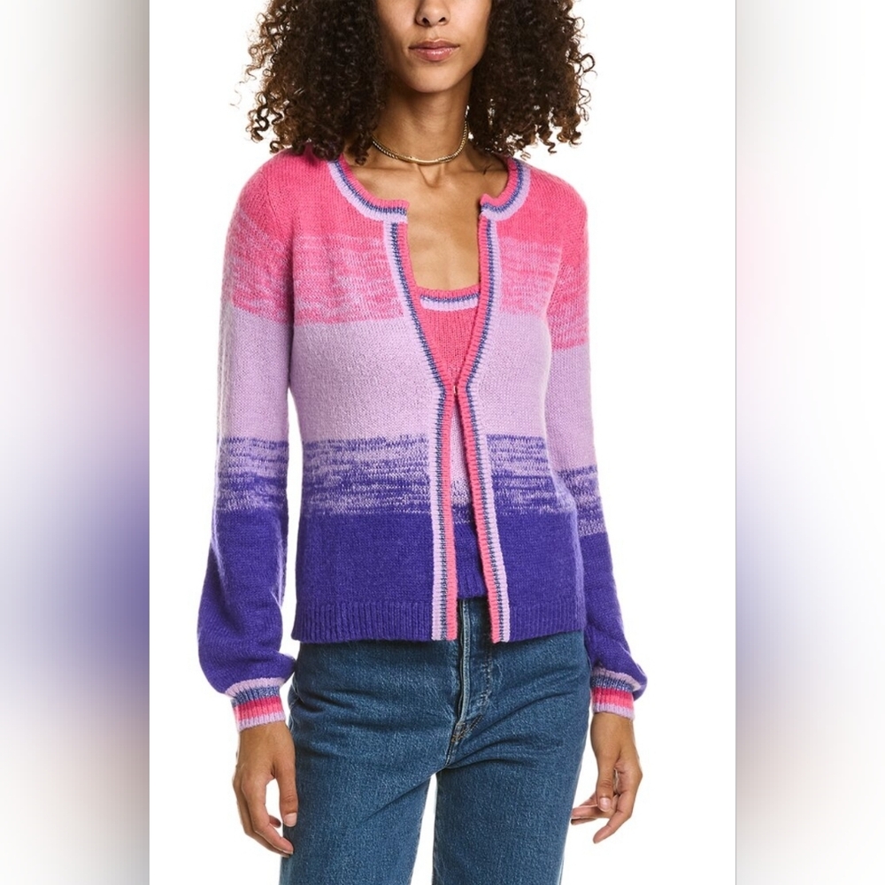 Lilly Pulitzer Ombre Stripe Cardigan Cardy Knit Sweater Tessalyn Size Large - Picture 1 of 3